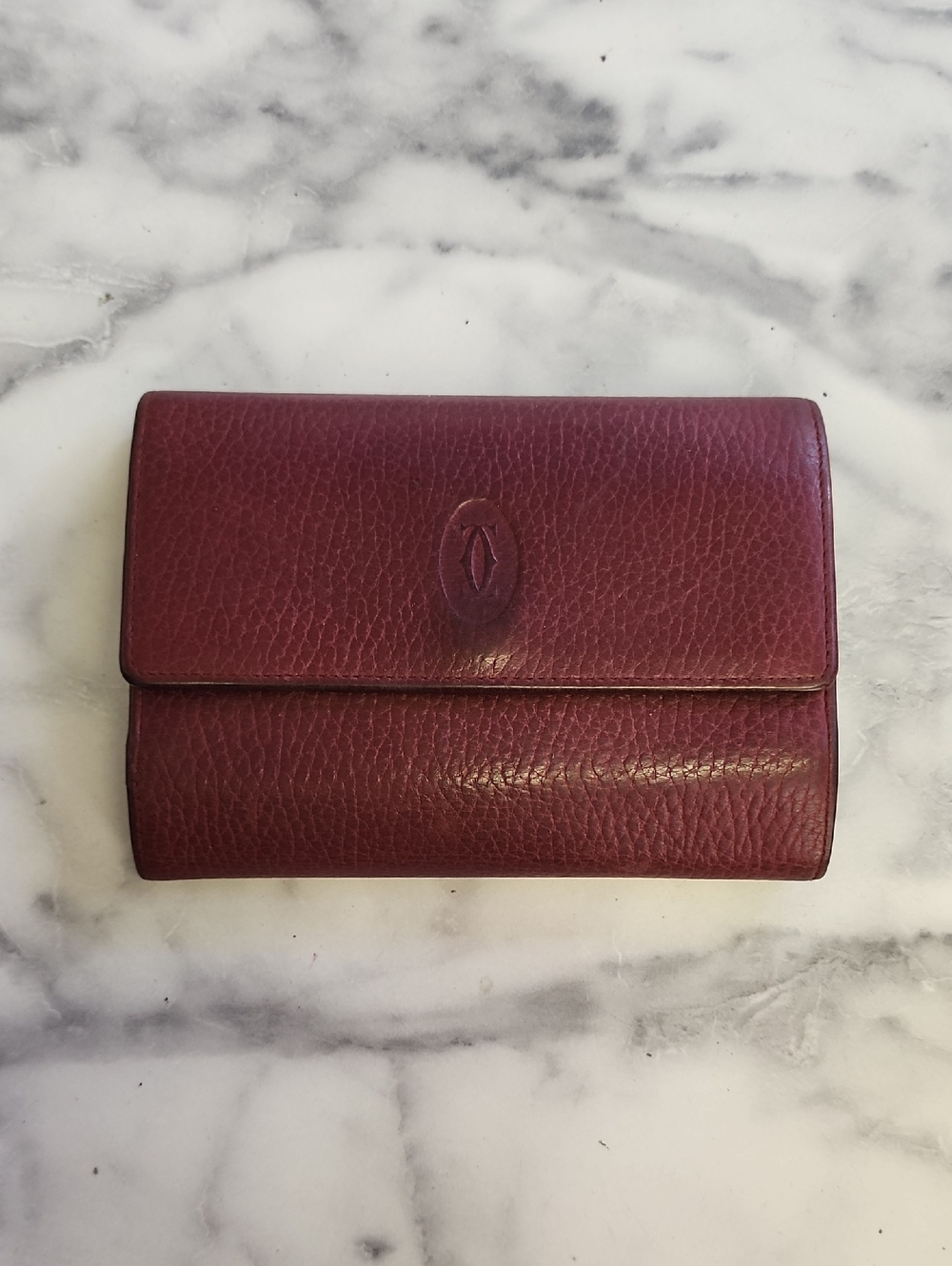 Authentic Vintage Bordeaux Cartier Bifold Kisslock Wallet